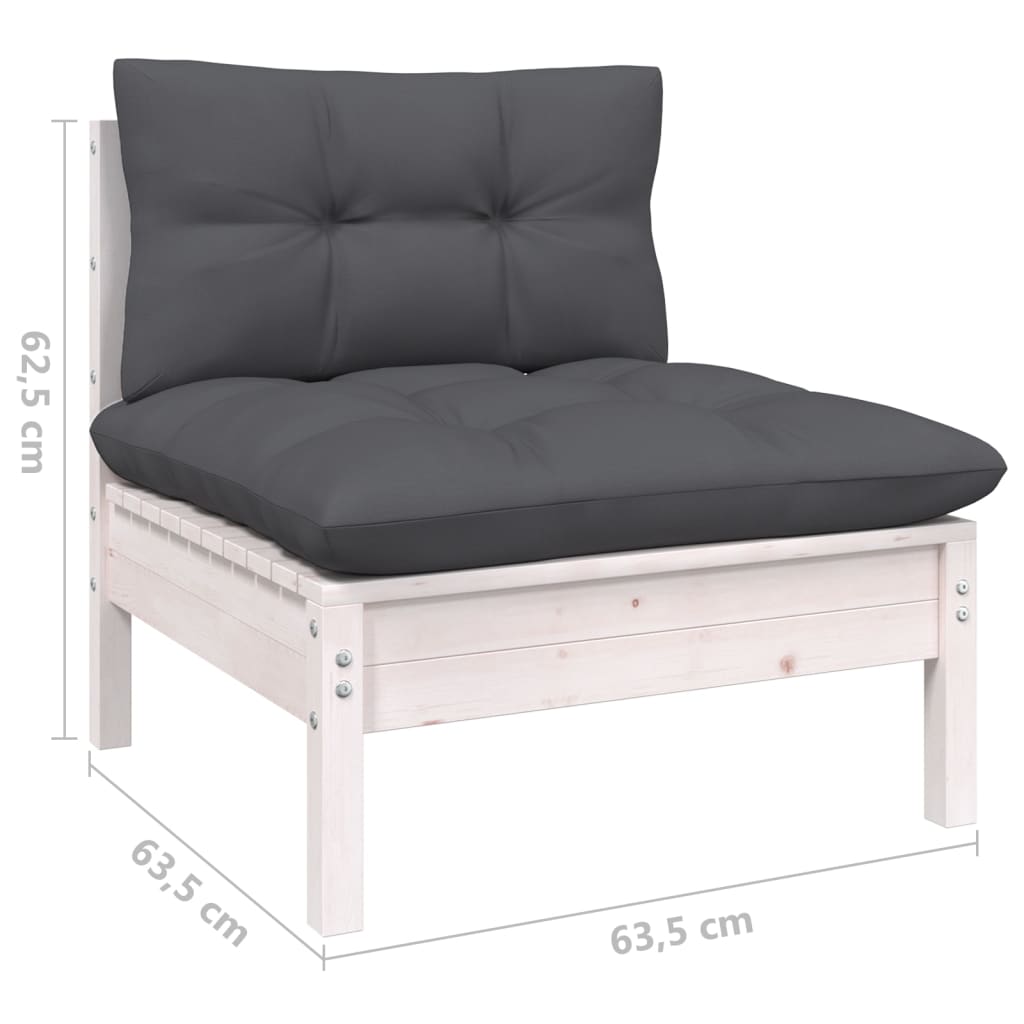 Hagesofagruppe Med Puter 7 Deler Furu Hvit