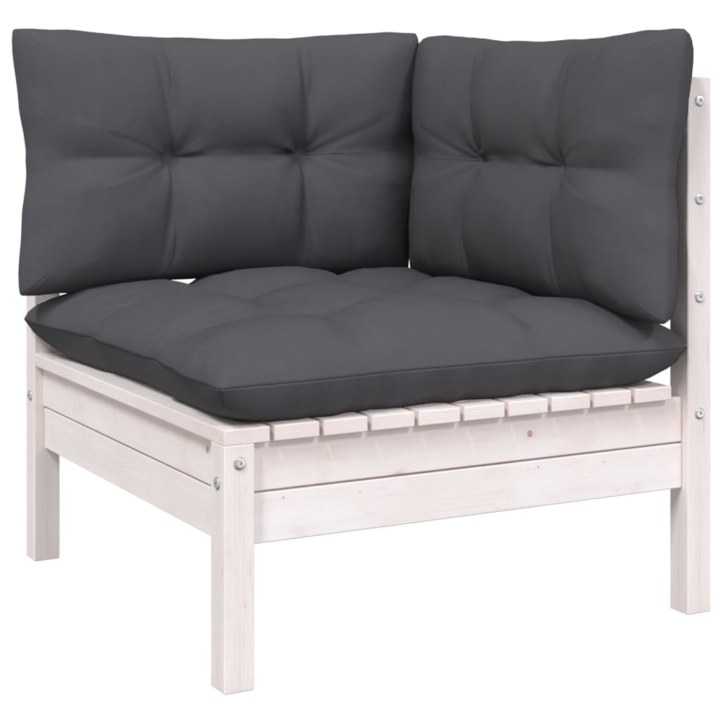 Hagesofagruppe Med Puter 5 Deler Furu Hvit