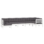 Hagesofagruppe Med Puter 7 Deler Furu Hvit