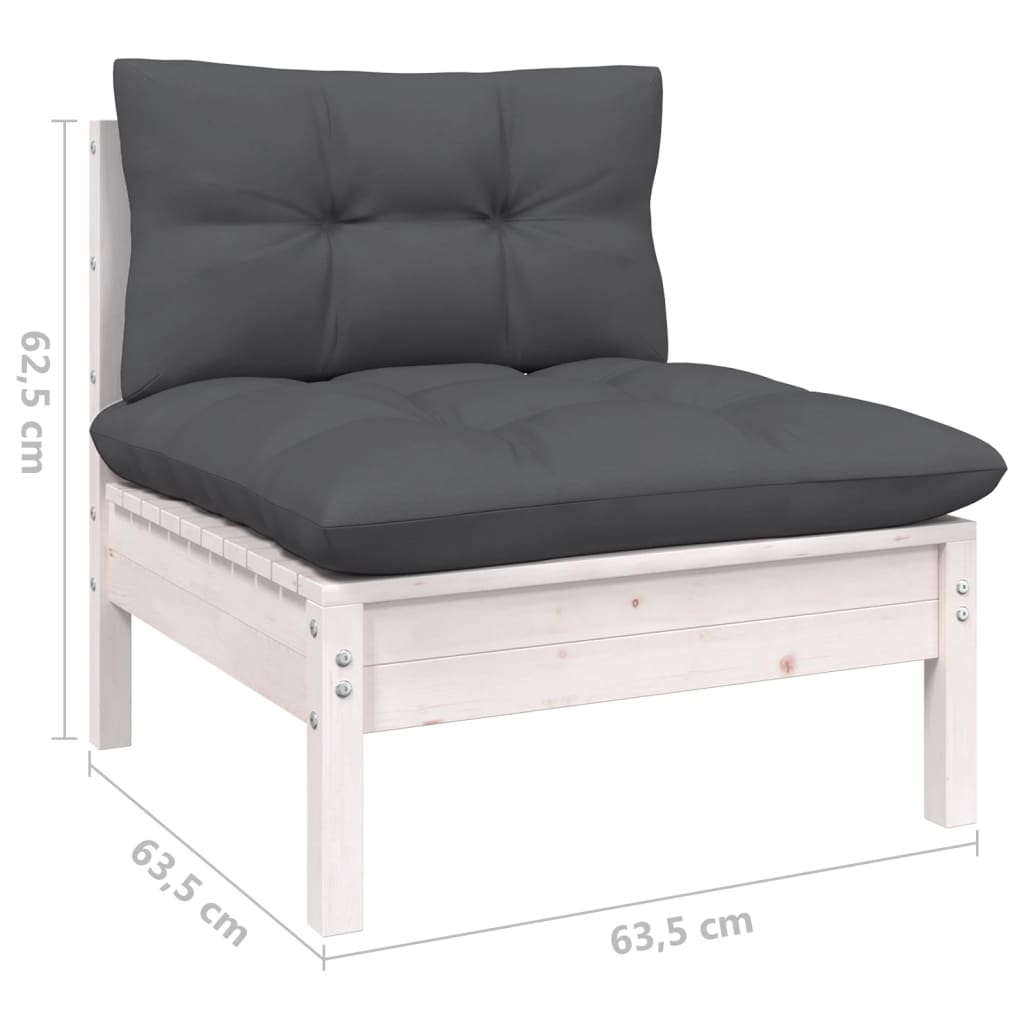 Hagesofagruppe Med Puter 7 Deler Furu Hvit