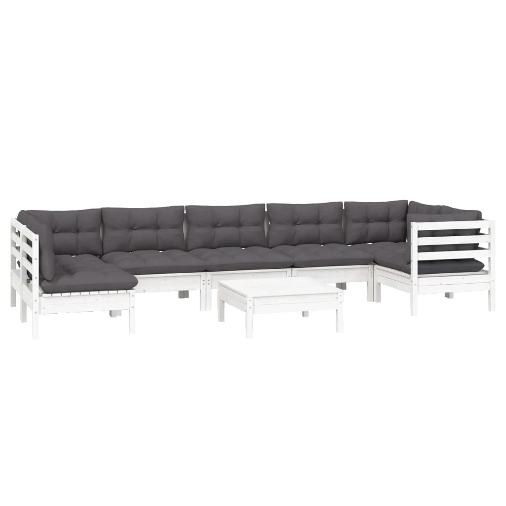 Hagesofagruppe Med Puter 8 Deler Furu Hvit
