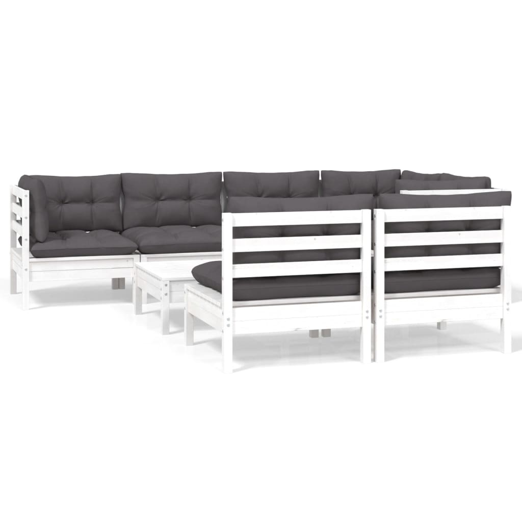 Hagesofagruppe Med Puter 8 Deler Hvit Heltre Furu