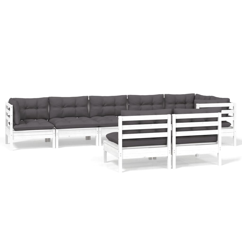 Hagesofagruppe Med Puter 8 Deler Hvit Heltre Furu