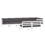 Hagesofagruppe Med Puter 8 Deler Hvit Heltre Furu