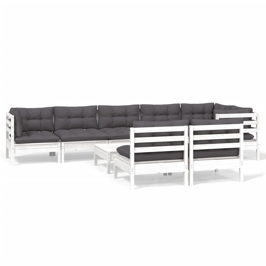 Hagesofagruppe Med Puter 9 Deler Hvit Heltre Furu