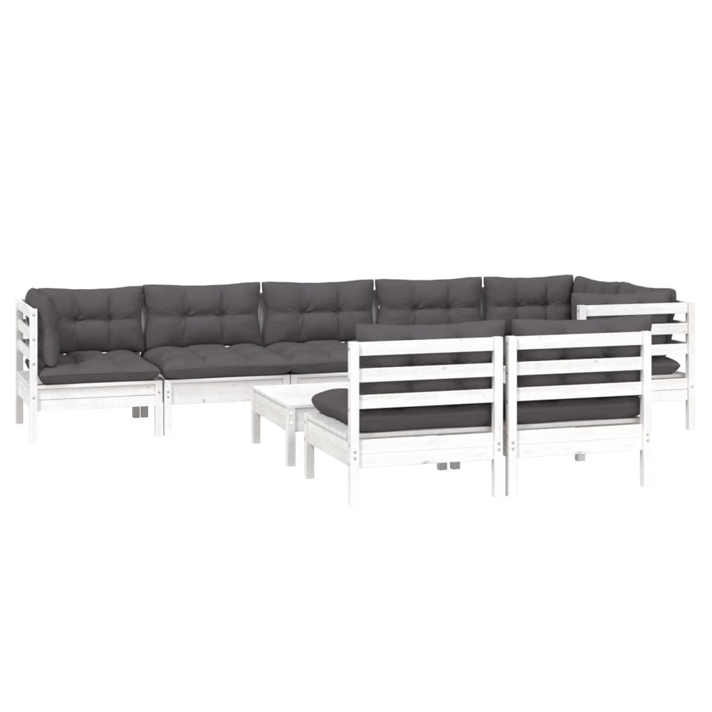 Hagesofagruppe Med Puter 9 Deler Hvit Heltre Furu