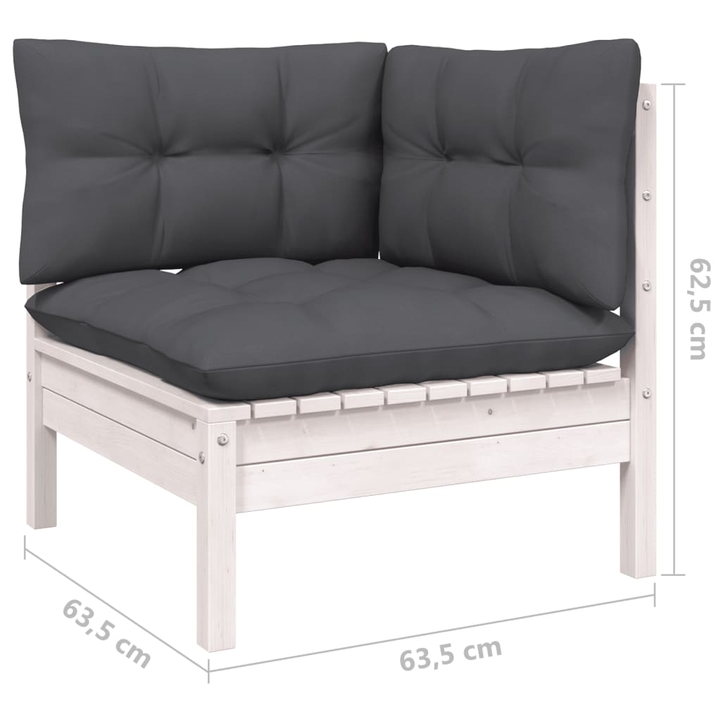 Hagesofagruppe Med Puter 9 Deler Hvit Heltre Furu