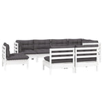 Hagesofagruppe Med Puter 8 Deler Hvit Heltre Furu