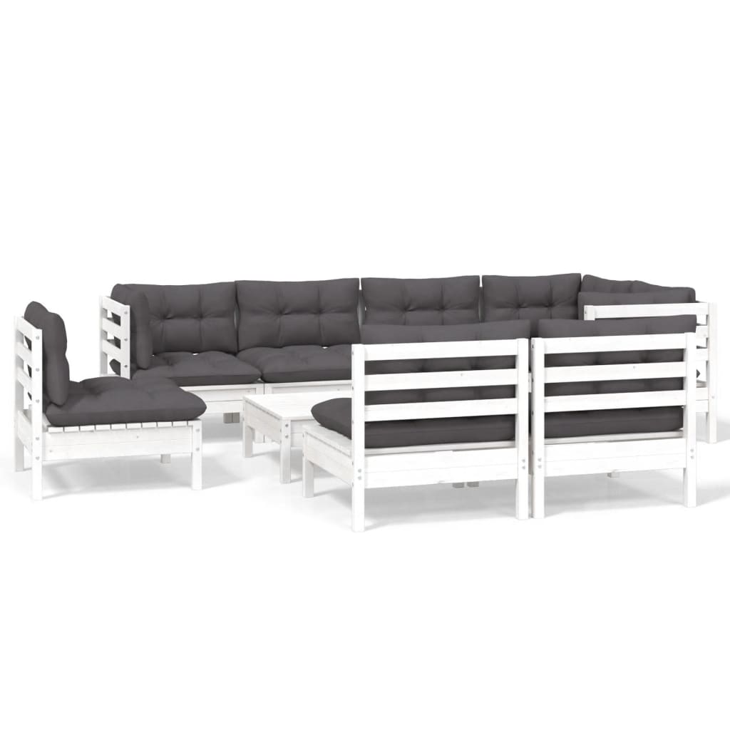 Hagesofagruppe Med Puter 9 Deler Hvit Heltre Furu