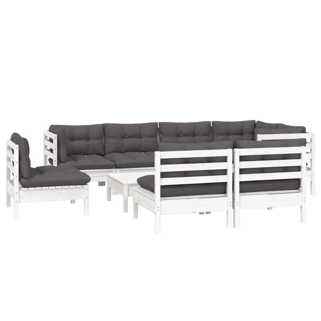 Hagesofagruppe Med Puter 9 Deler Hvit Heltre Furu