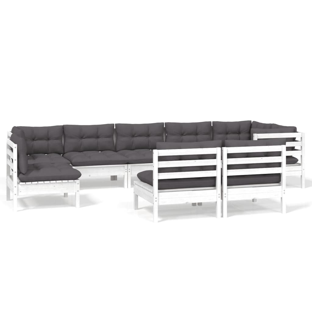 Hagesofagruppe Med Puter 9 Deler Hvit Heltre Furu