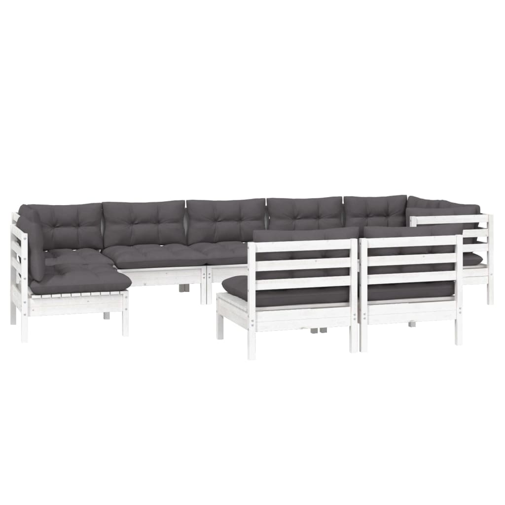 Hagesofagruppe Med Puter 9 Deler Hvit Heltre Furu
