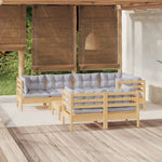 Hagesofagruppe Med Grå Puter 8 Deler Heltre Furu