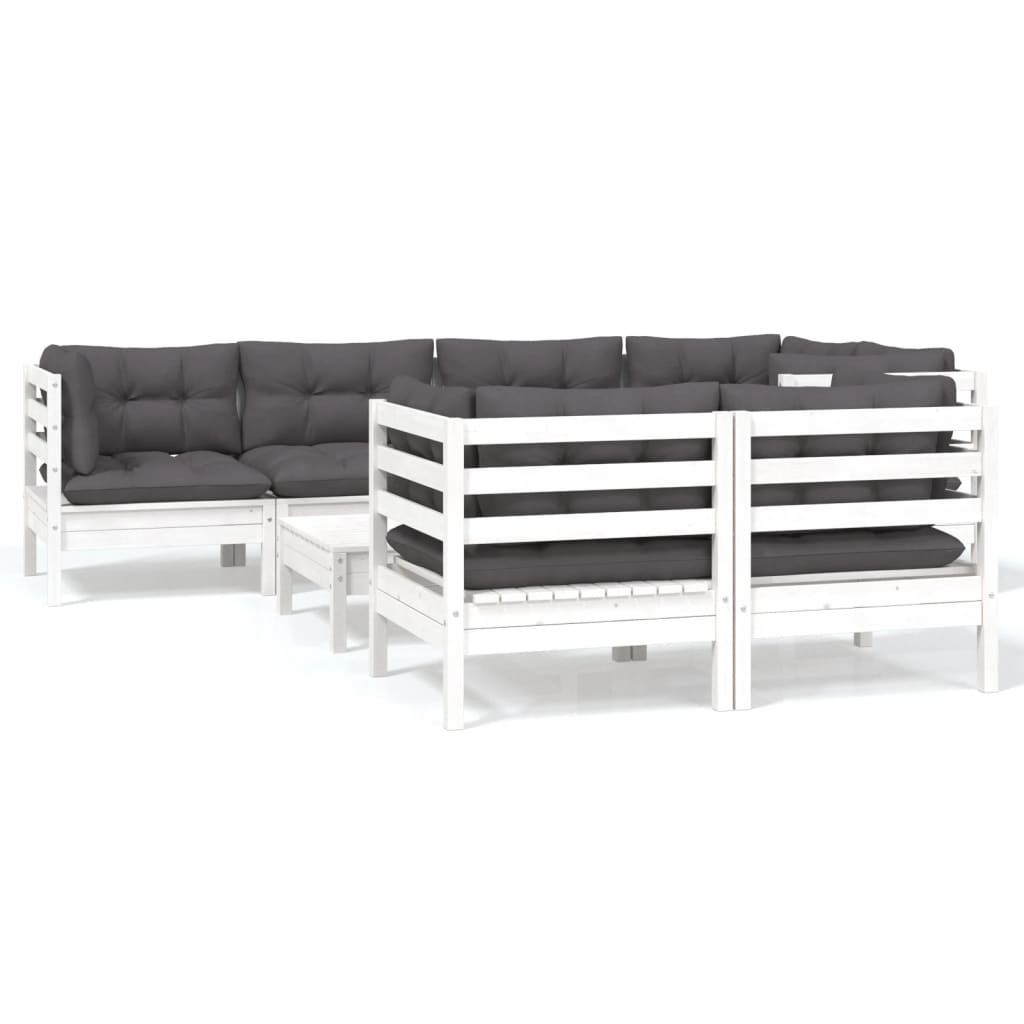 Hagesofagruppe Med Puter 8 Deler Hvit Heltre Furu