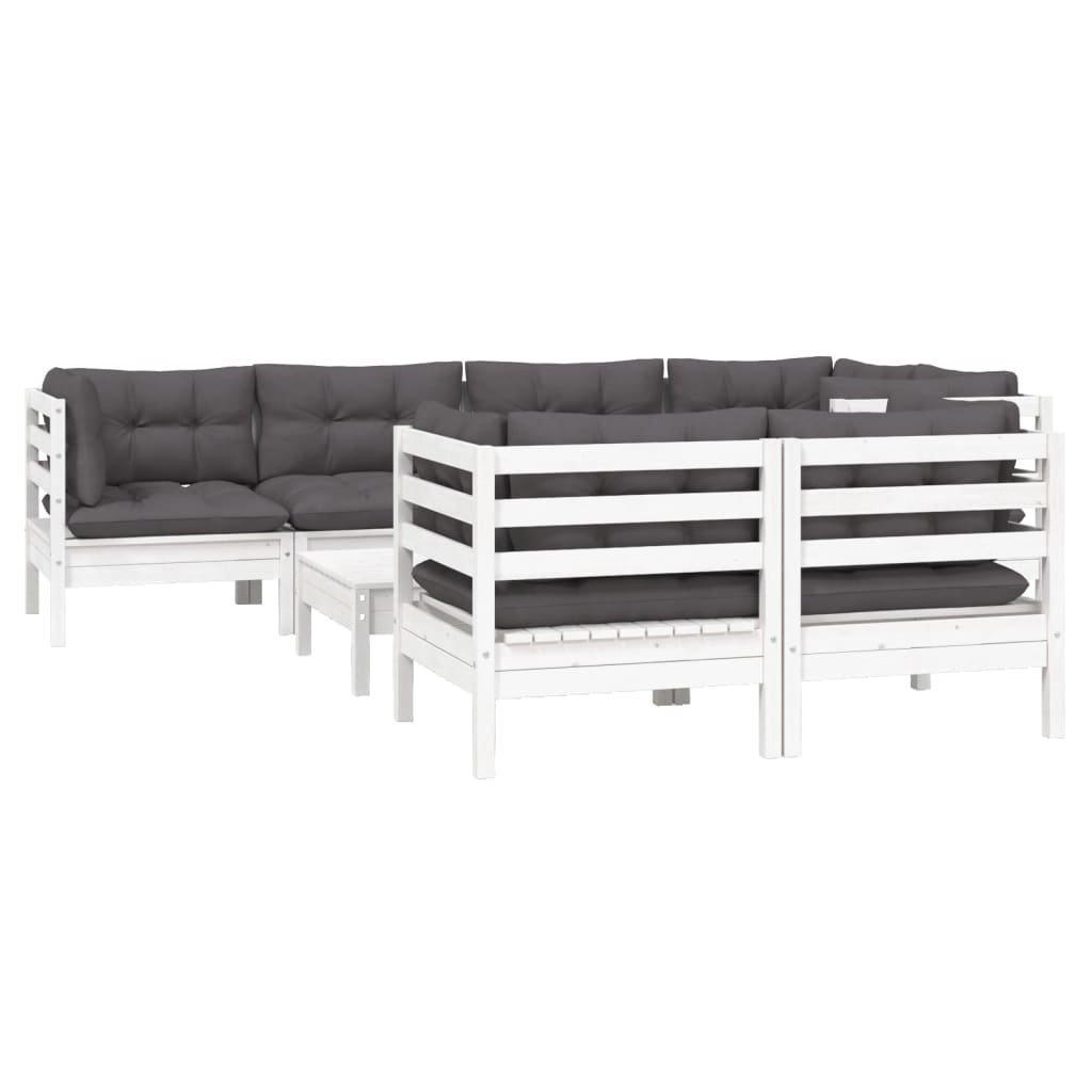 Hagesofagruppe Med Puter 8 Deler Hvit Heltre Furu