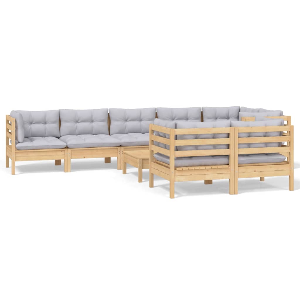 Hagesofagruppe Med Grå Puter 9 Deler Heltre Furu