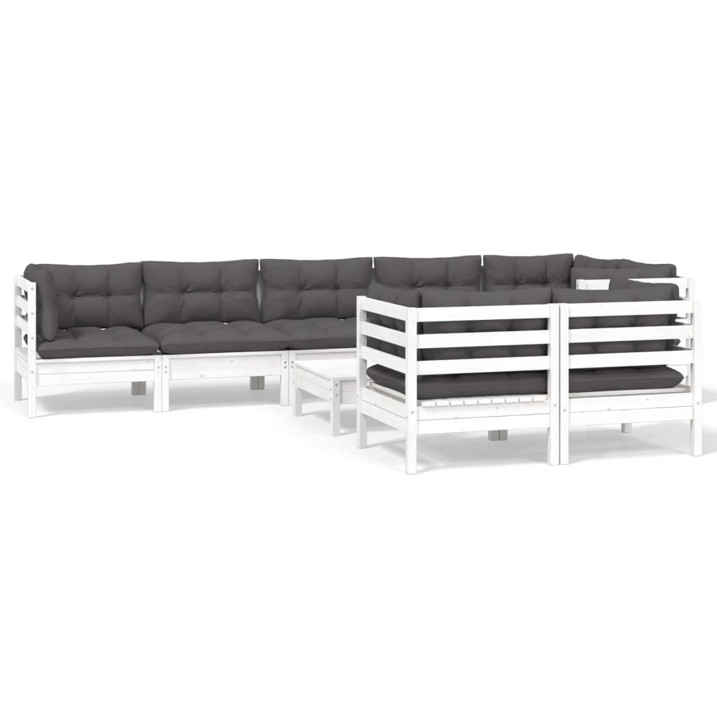 Hagesofagruppe Med Puter 9 Deler Hvit Heltre Furu