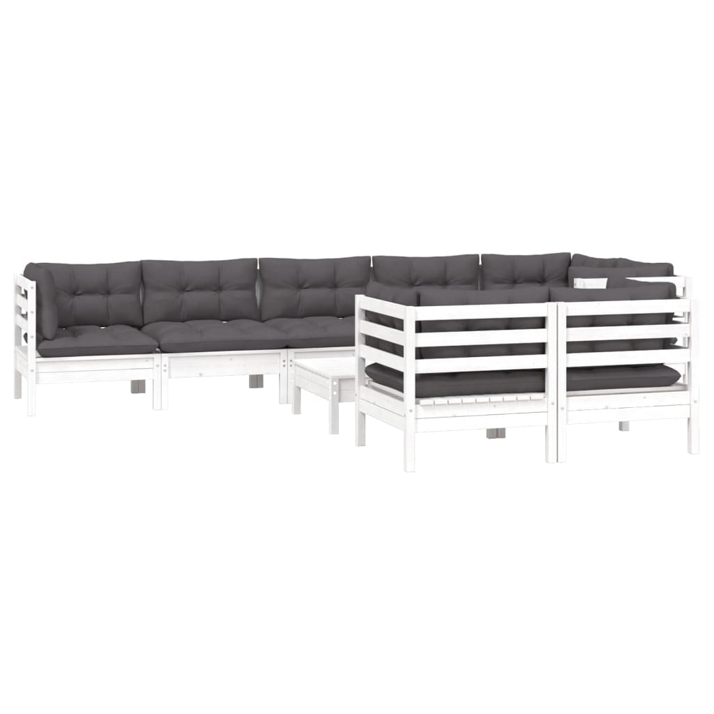 Hagesofagruppe Med Puter 9 Deler Hvit Heltre Furu
