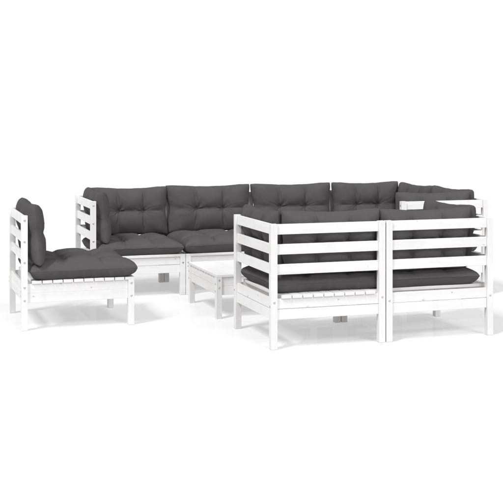 Hagesofagruppe Med Puter 9 Deler Hvit Heltre Furu