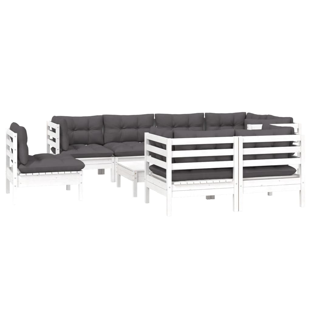 Hagesofagruppe Med Puter 9 Deler Hvit Heltre Furu