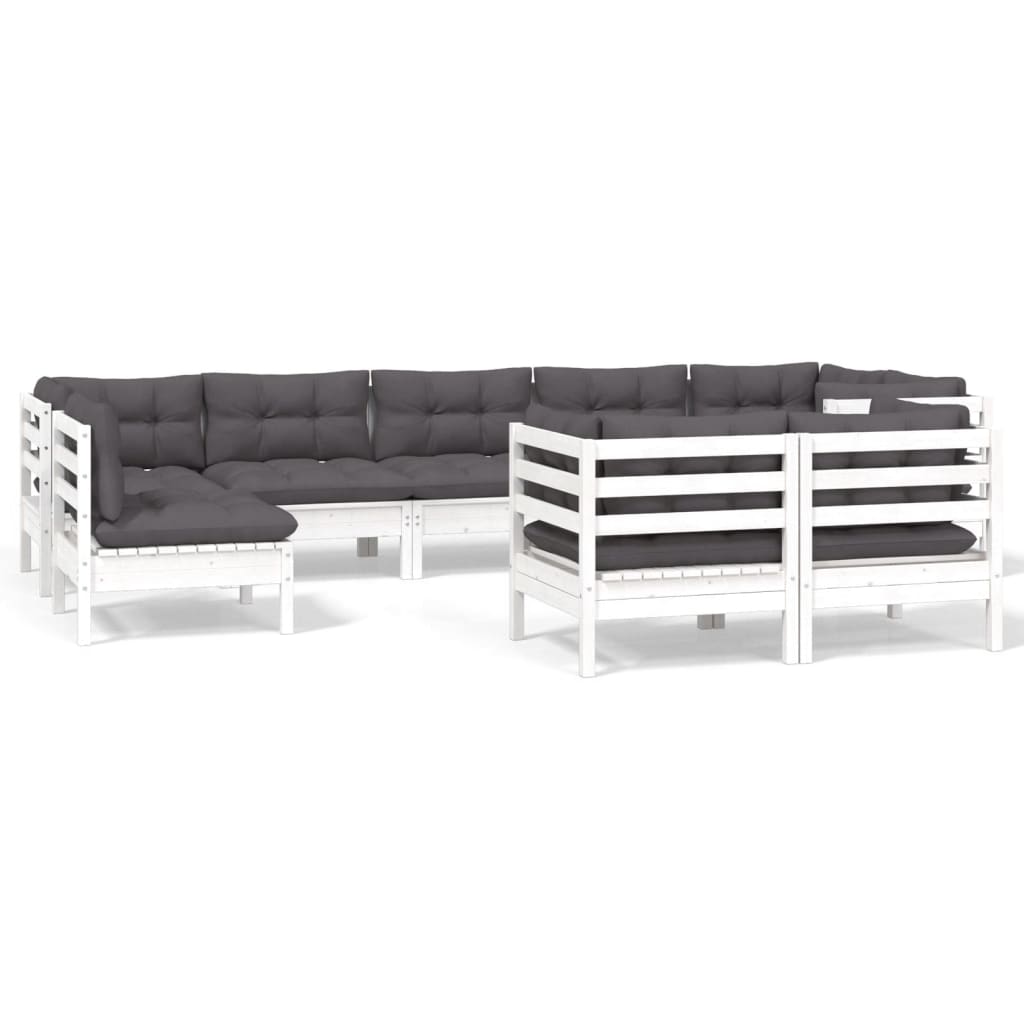 Hagesofagruppe Med Puter 9 Deler Hvit Heltre Furu