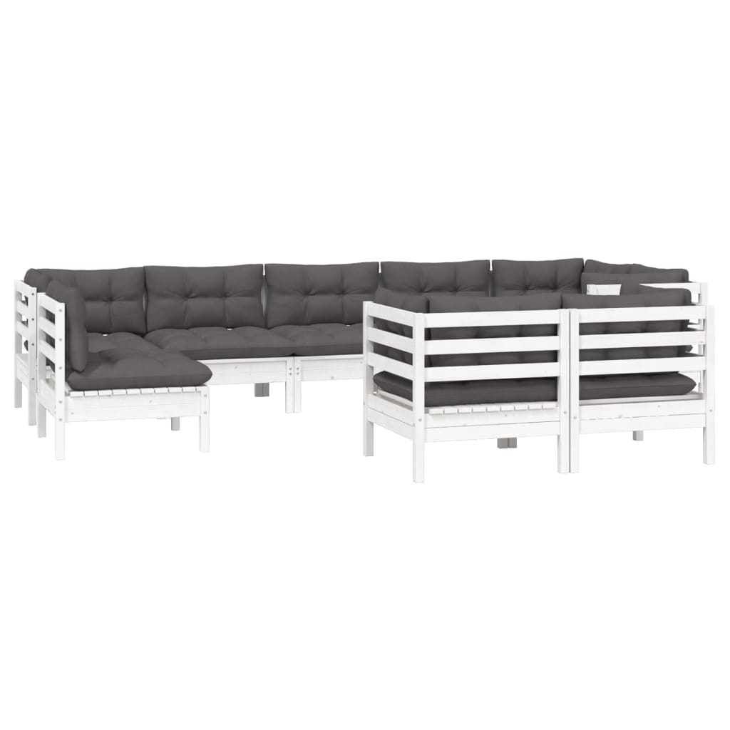 Hagesofagruppe Med Puter 9 Deler Hvit Heltre Furu