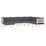 Hagesofagruppe Med Puter 7 Deler Hvit Heltre Furu