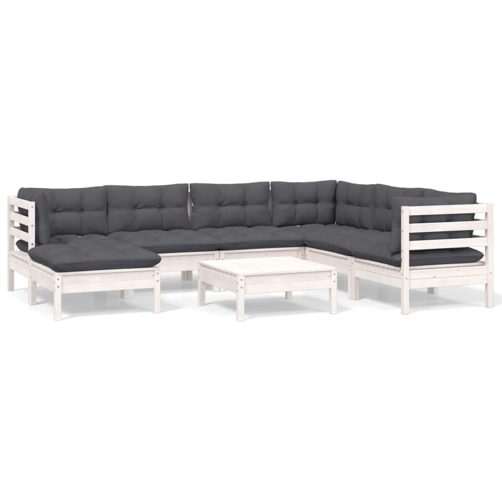 Hagesofagruppe Med Puter 8 Deler Hvit Heltre Furu