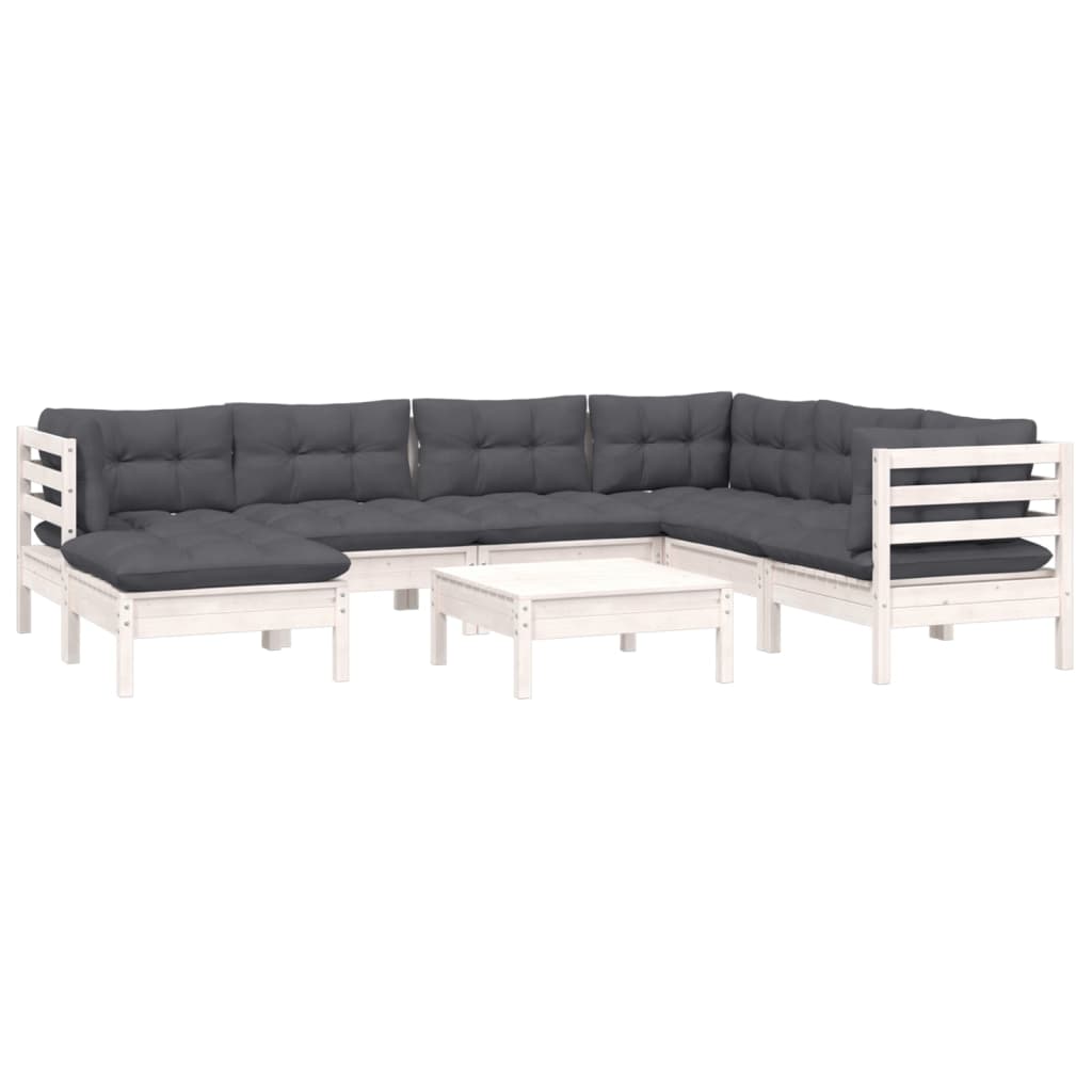 Hagesofagruppe Med Puter 8 Deler Hvit Heltre Furu