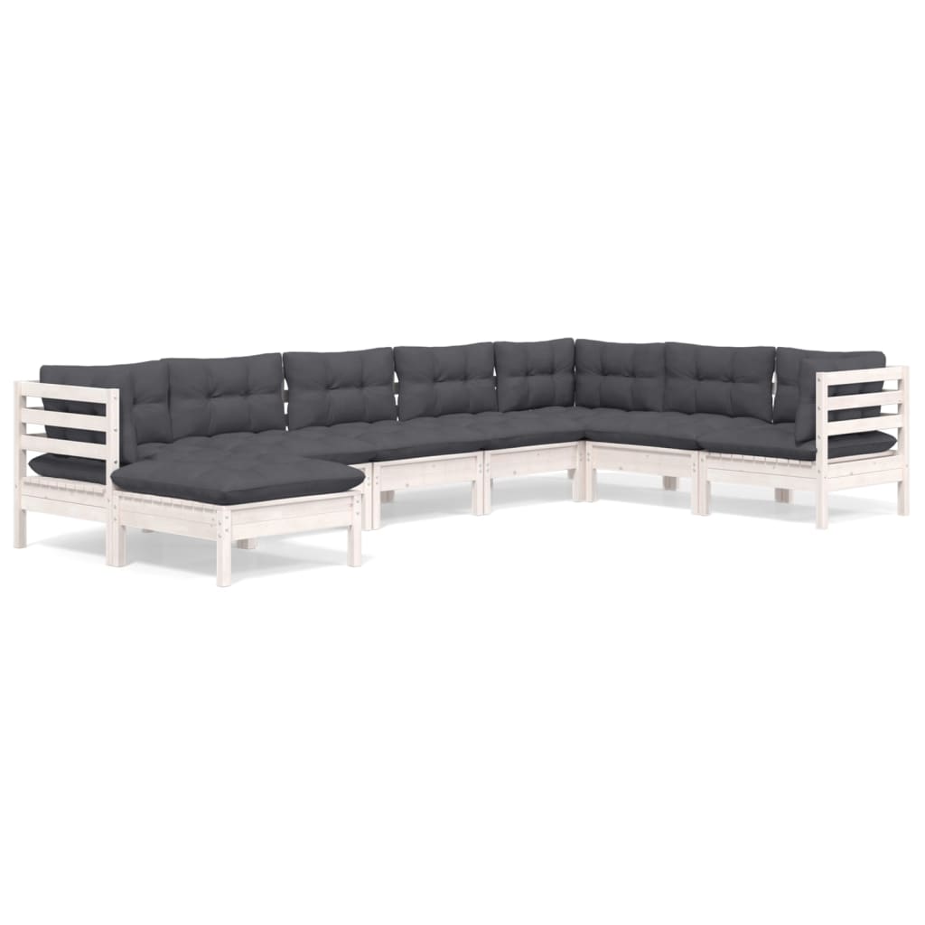 Hagesofagruppe Med Puter 8 Deler Hvit Heltre Furu