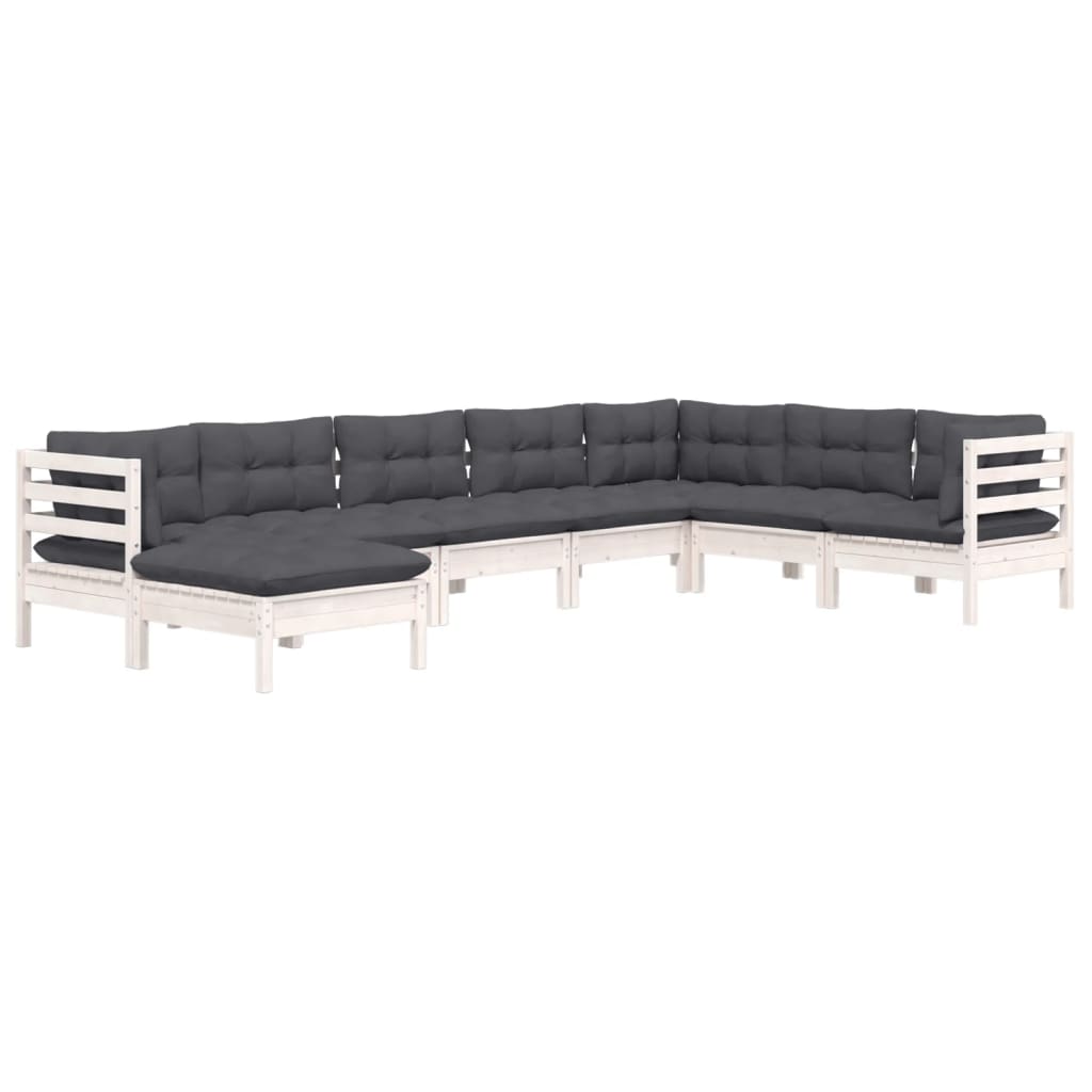 Hagesofagruppe Med Puter 8 Deler Hvit Heltre Furu
