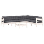 Hagesofagruppe Med Puter 7 Deler Hvit Heltre Furu