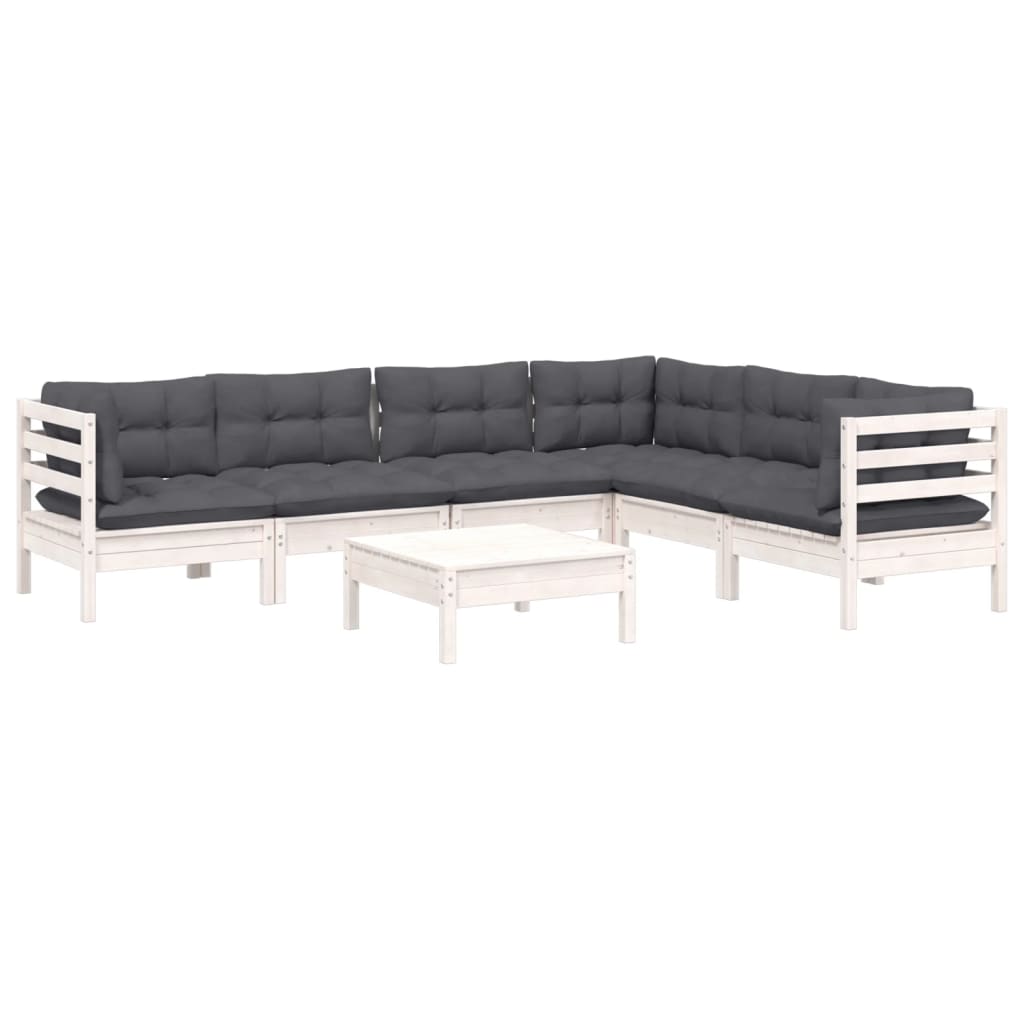 Hagesofagruppe Med Puter 7 Deler Hvit Heltre Furu