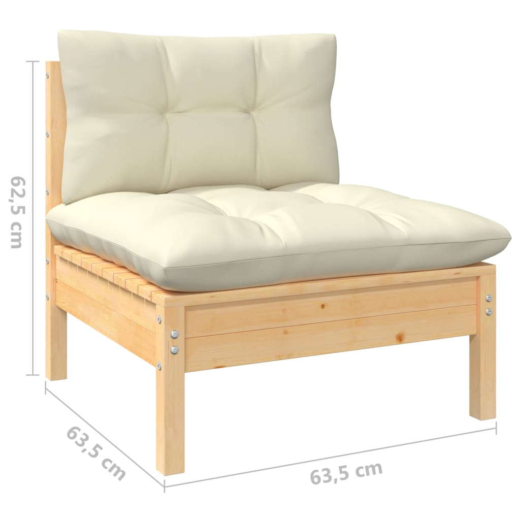 Hagesofagruppe Med Kremhvite Puter 7 Deler Heltre Furu