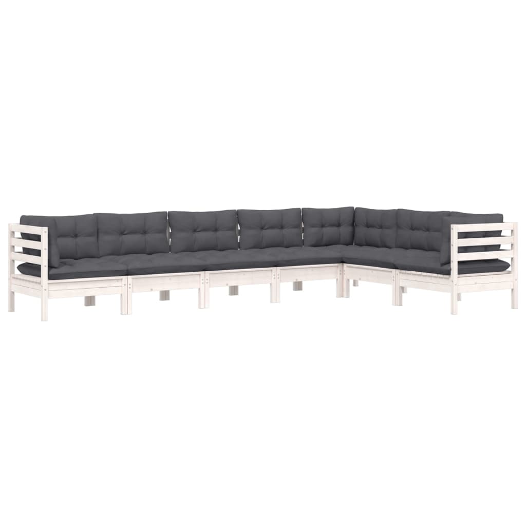 Hagesofagruppe Med Puter 7 Deler Hvit Heltre Furu