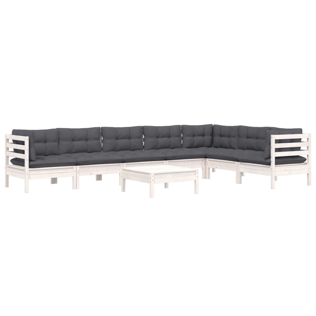 Hagesofagruppe Med Puter 8 Deler Hvit Heltre Furu