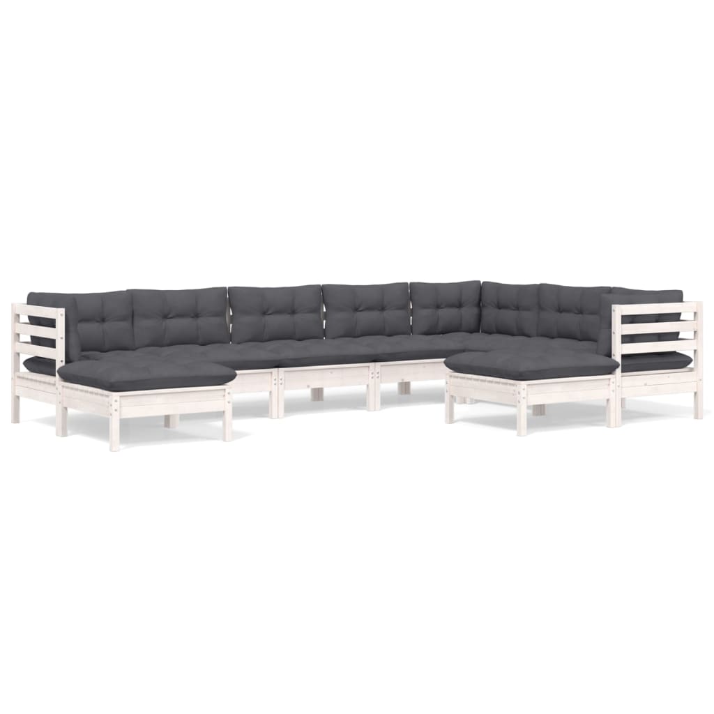 Hagesofagruppe Med Puter 9 Deler Hvit Heltre Furu