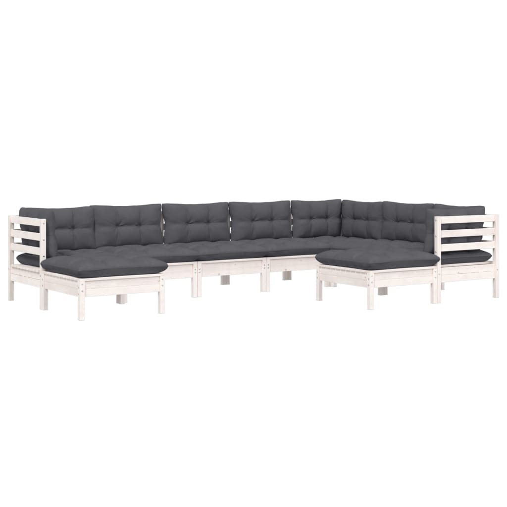 Hagesofagruppe Med Puter 9 Deler Hvit Heltre Furu