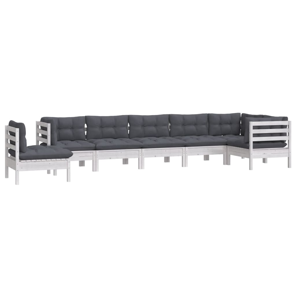 Hagesofagruppe Med Puter 8 Deler Hvit Heltre Furu