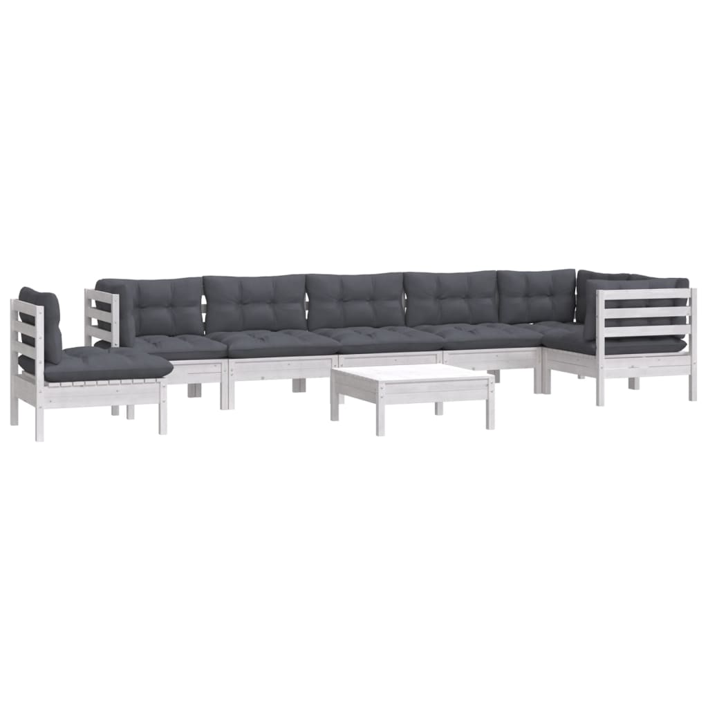 Hagesofagruppe Med Puter 9 Deler Hvit Heltre Furu