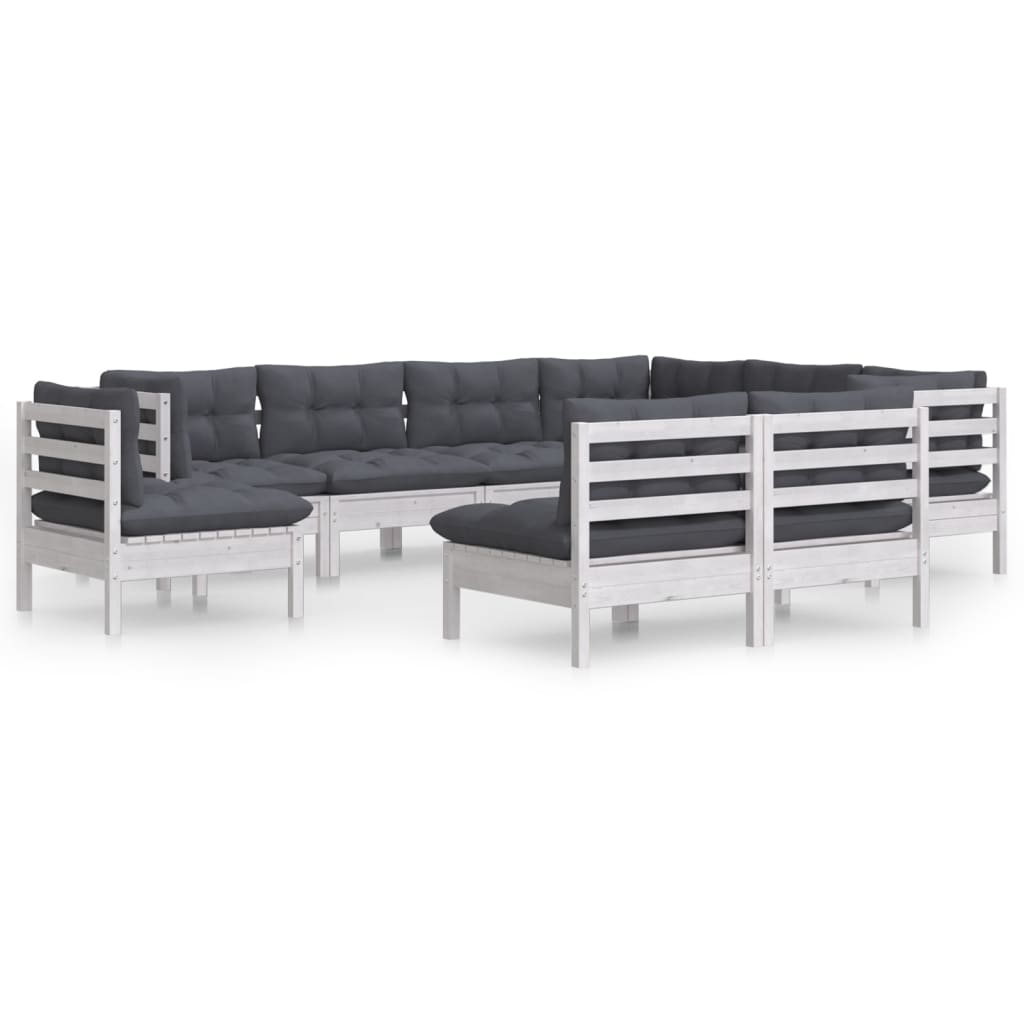 Hagesofagruppe Med Puter 9 Deler Hvit Heltre Furu