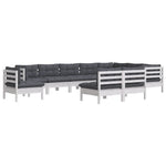 Hagesofagruppe Med Puter 10 Deler Hvit Heltre Furu