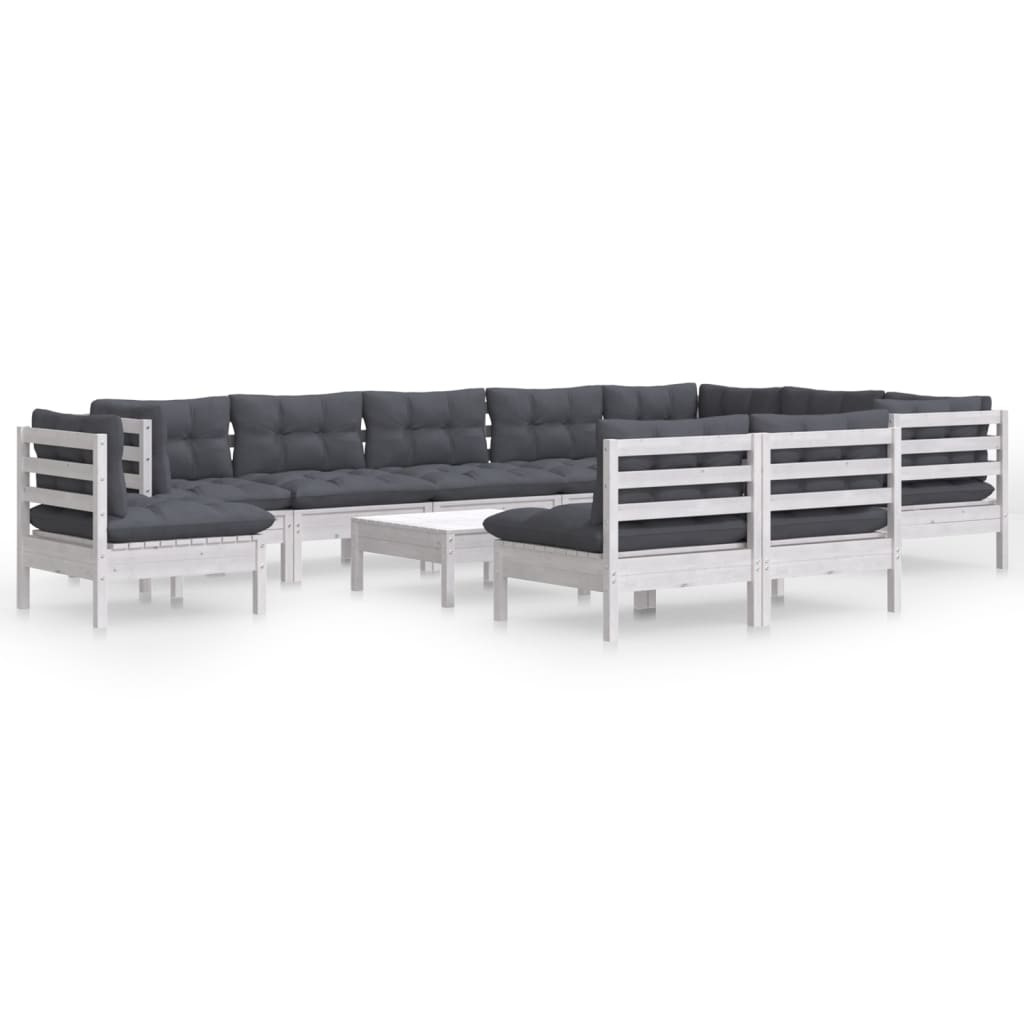 Hagesofagruppe Med Puter 11 Deler Hvit Heltre Furu