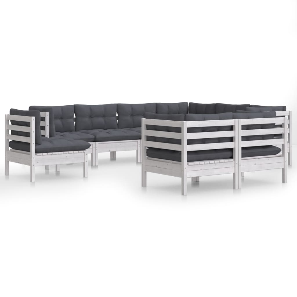 Hagesofagruppe Med Puter 9 Deler Hvit Heltre Furu