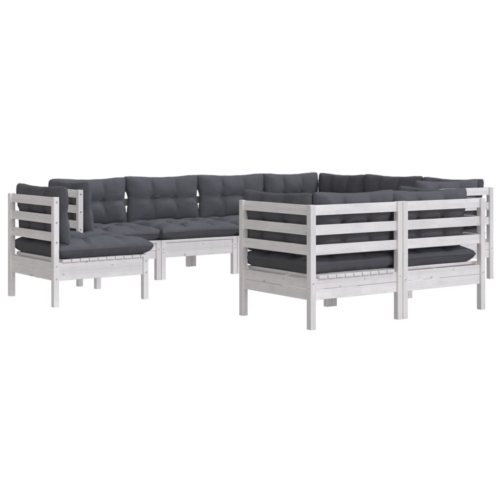 Hagesofagruppe Med Puter 9 Deler Hvit Heltre Furu