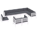 Hagesofagruppe Med Puter 11 Deler Hvit Heltre Furu