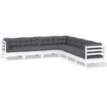 Hagesofagruppe Med Puter 7 Deler Hvit Heltre Furu