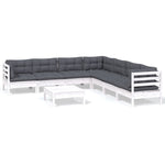 Hagesofagruppe Med Puter 8 Deler Hvit Heltre Furu