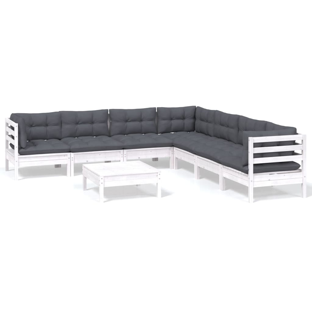 Hagesofagruppe Med Puter 8 Deler Hvit Heltre Furu