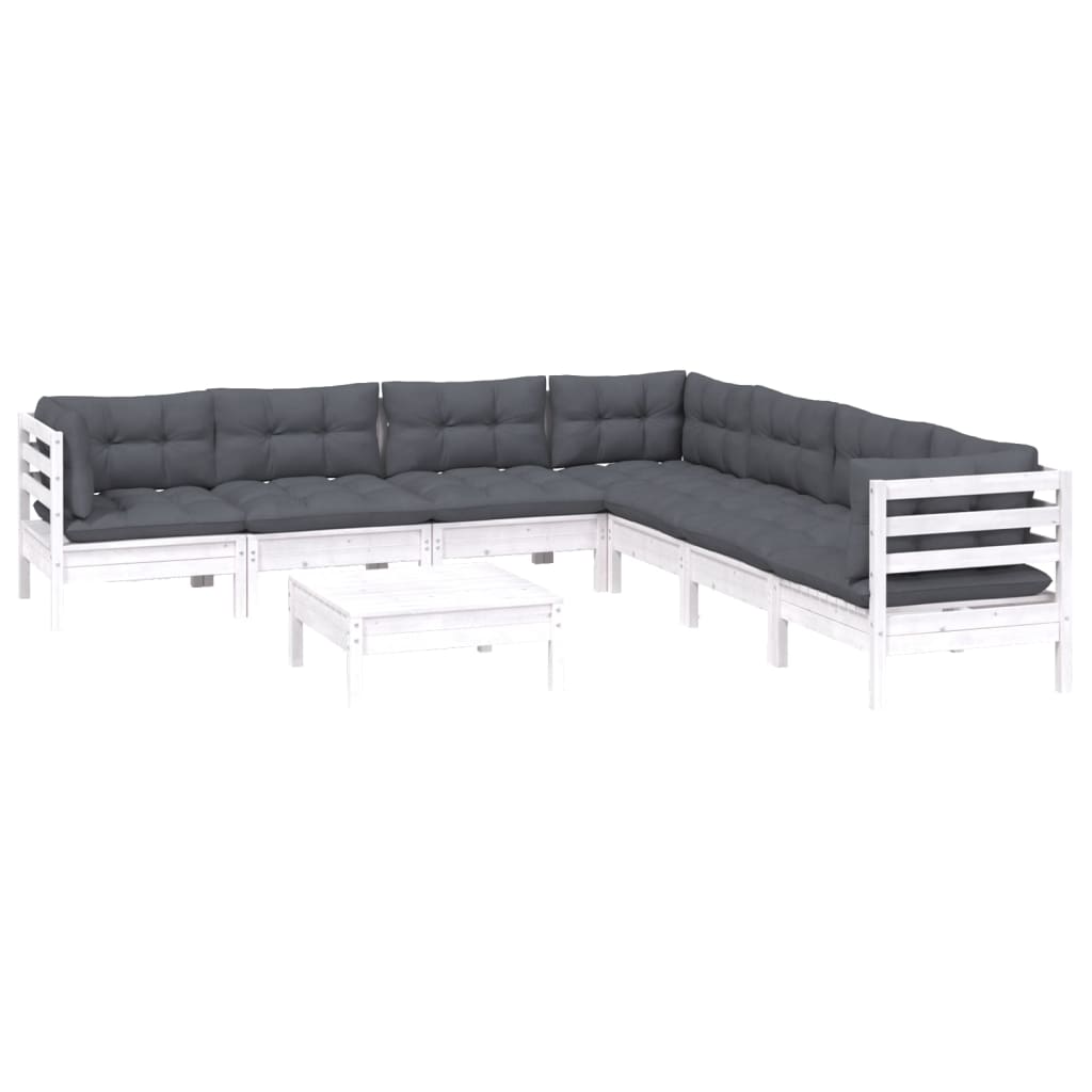 Hagesofagruppe Med Puter 8 Deler Hvit Heltre Furu